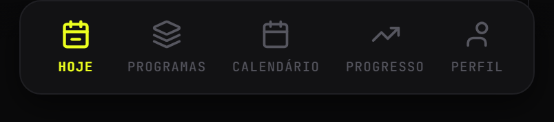 A barra inferior com as 5 abas