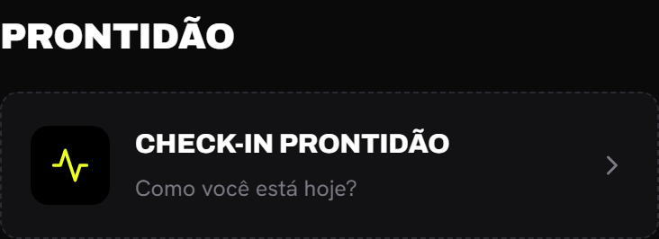 Card de prontidão com donut e métricas, ou o CTA para fazer o check-in