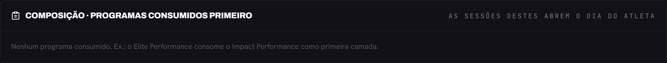 A lista de programas consumidos, com o componente de sistema travado no topo